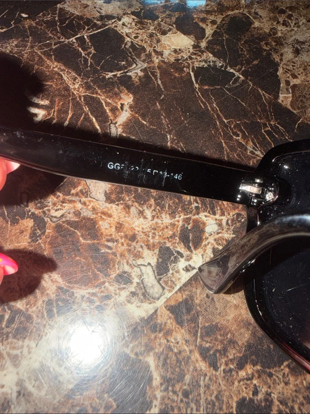 Gucci Black Gradient Rimless Sunglasses with Gold Accents